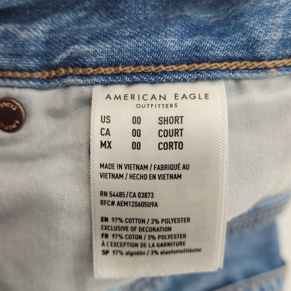 American Eagle Skater Jean 00 Short Blue High Rise Wide Leg Denim Jeans Y2K - Picture 4 of 8